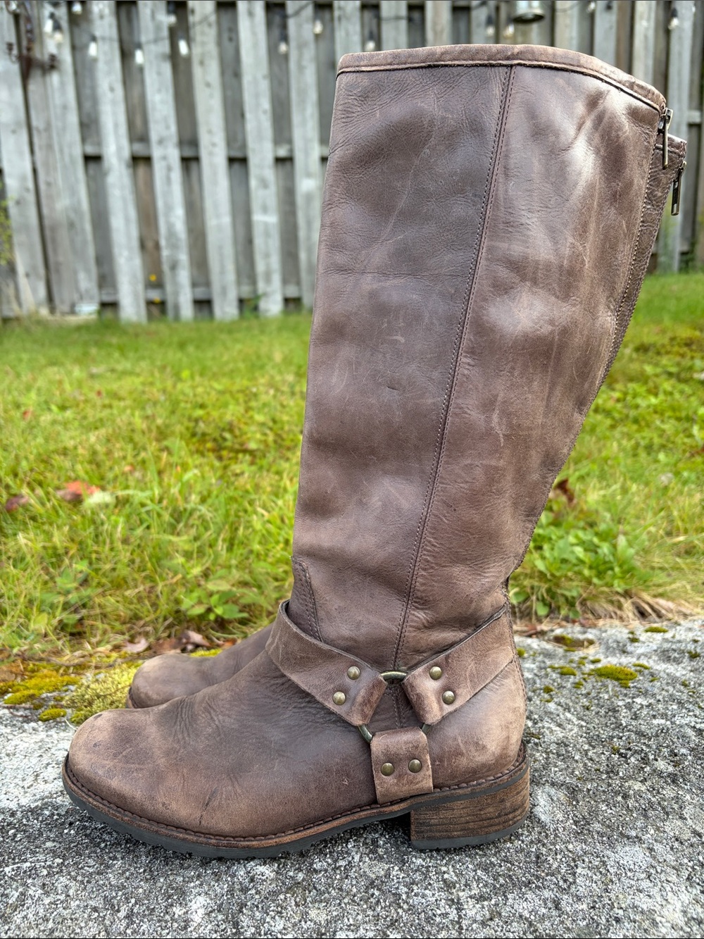 L.L. Bean Women's Brown Leather Rustic Harness Tall Riding Boots, size 7 wide